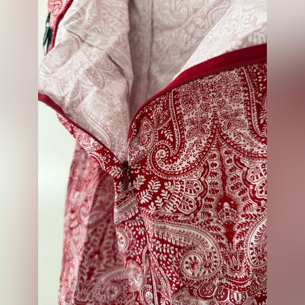 Plus Size 18 Strapless Mini Dress Red and White Paisley Bandana Western - Picture 6 of 13